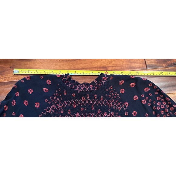 Free People Women’s Floral Dress Small Petite SP Romantic Black Red Flowers - Picture 6 of 12